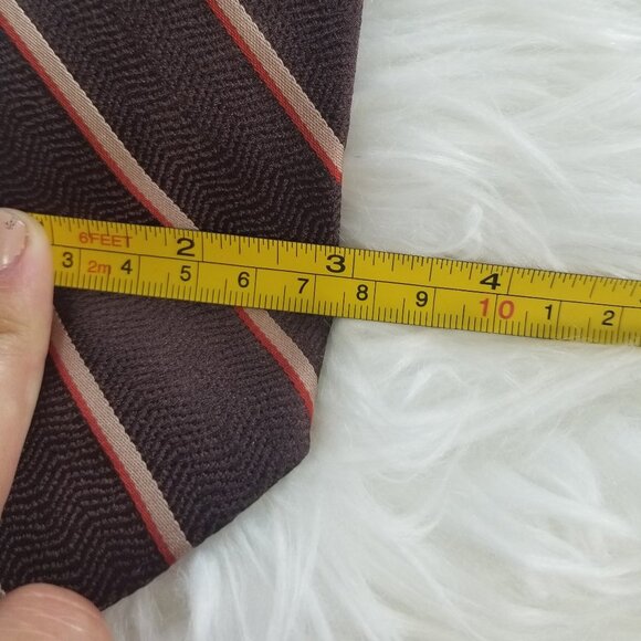 Vintage Sauve 80s Brown Striped 90s Mens Neck Tie Retro Wide OS - Picture 4 of 4